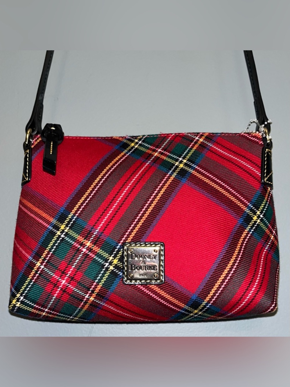 Dooney & Bourke Red Tartan Penny Plaid Shoulder/Crossbody With Leather Strap